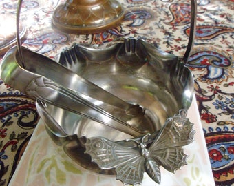 Antik Jugendstil Versilbert Henkelschale Zuckerschale Bonboniere Schmetterling Schale Brocante Bonboniere