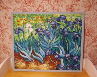 Vintage Impressionism Iris Art Oil Painting Oil Picture Wall Art Wall Painting Signature
