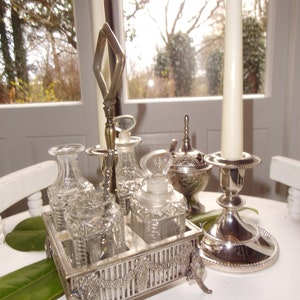 Antik Empire Frankreich Versilbert Menage Essig Öl Landhaus Cottage Shabby Brocante Festtafel Deko