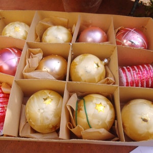 11 Christbaumkugeln Mundgeblasen Pastell Rosa Gelb Baumkugeln Weihnachtskugeln Weihnachten