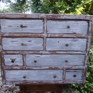 Antik Schubladen Frankreich Schubladenkasten Kasten Kästchen Brocante Shabby Werkzeugschrank  Holzkasten Landhaus Cottage
