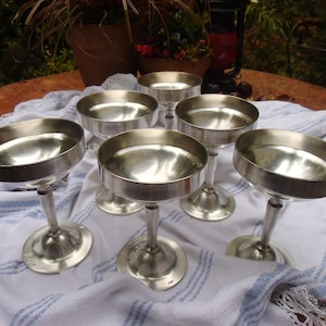 Antik 6 Jugendstil  Eisschalen Dessertschalen Champagnerschalen 90 Versilbert Georgi AS Seizinger Festtafel Brocante Servierschalen