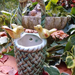 Antik Wandvase Vase Keramik Vögel Vogel Antik Brocante Keramikvase  Cottage Landhaus