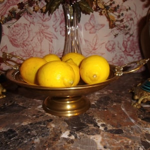 Messing Schale Fußschale Tafelaufsatz Messingschale Konfektschale Bonboniere Obstschale Brocante Landhaus Cottage