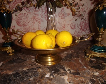 Coupe en laiton vintage, coupe sur pied, centre de table, bonbonnière, coupe à fruits, brocante, maison de campagne, chalet
