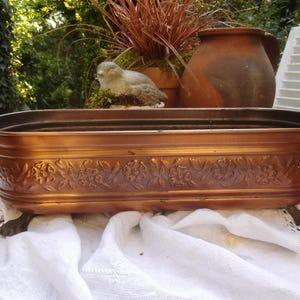 1 Jardiniere Kupferjardiniere Blumenkasten Blumenwanne Kupferwanne Mid Century Tatzenfüße