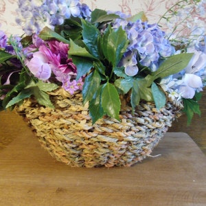 Alter Korb Handgeflochten Naturgräsern Flechtkorb Bauernkorb Kräuterkorb Blumenkorb Shabby Cottage Lavendelkorb Blumenkorb