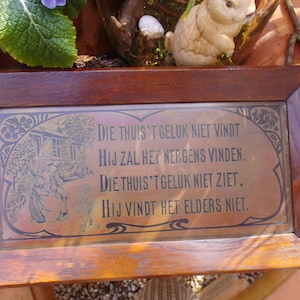 Antik Niederlande Jugendstil Haussegen Kupfer  Wandbild Kupferbild Bild Spruch Cottage Landhaus