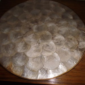 Mother-of-pearl plate 6 coaster cork