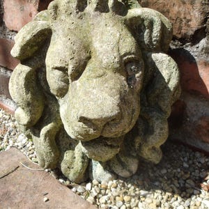 Vintage Löwe Löwenkopf Figur Löwenfigur Gartendeko Gartendekoration Wanddeko Shabby Landhaus Cottage