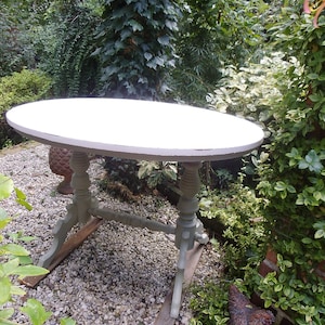Antique Gründerzeit table wooden table oval antique shabby white green country house cottage dining table conservatory flower table