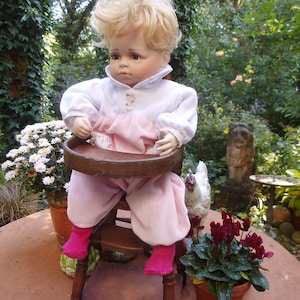 Puppenhochstuhl Puppenstuhl Teddybär Puppe Vintage Stuhl Holzstuhl Spielzeug Deko Spielzimmer
