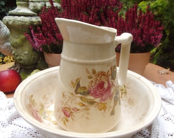 Antique wash set wash jug jug rose pattern roses brocante wash bowl bowl country house cottage
