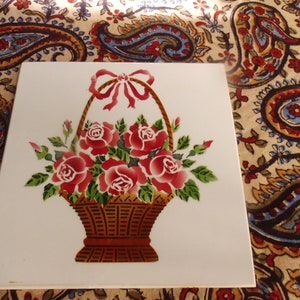 Antik Jugendstil Fliese Kachel Untersetzer Blumenkorb Rosen Topfuntersetzer