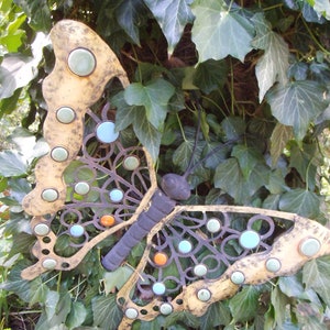 Metall Schmetterling Gartendeko Wanddeko Boho Hippie Gartenfigur Gartendekor Bunt Landhaus Cottage