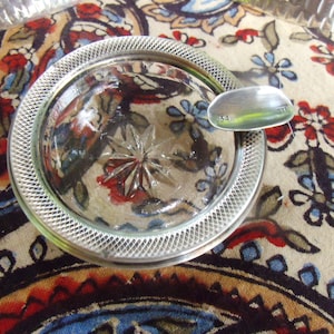 MINIATUR   Handaschenbecher Aschenbecher Kristall Glas Silberrand 925 Kristallglas Brocante Silber