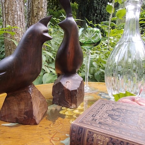 2 Vögel Holz Holzvögel Vogel Paar Figur Holzfigur Handarbeit Landhaus