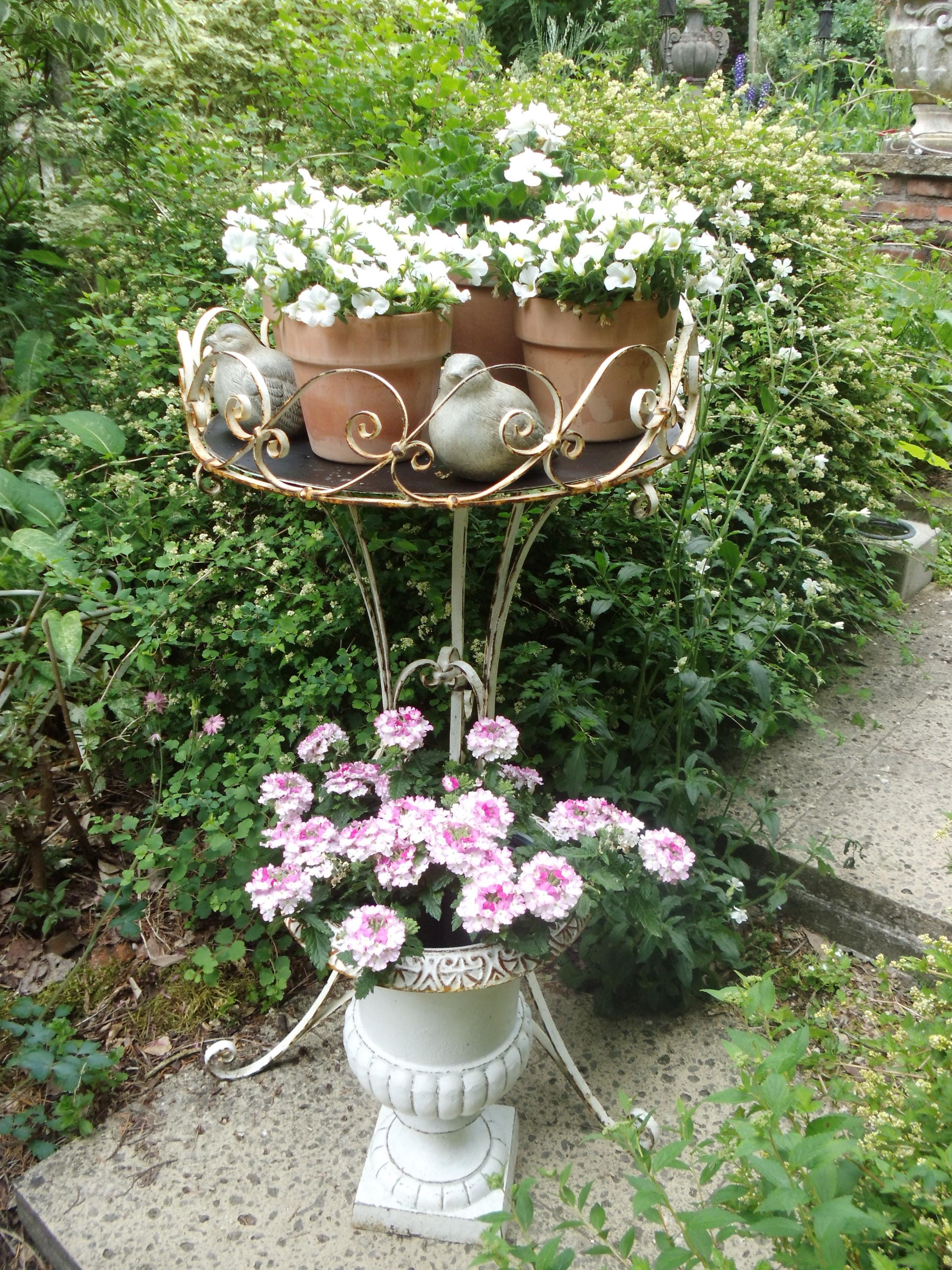 Antik Jugendstil Eisen Jardiniere Blumenständer Pflanzenständer Eisenständer Etagere Weiß Brocante Shabby Landhaus