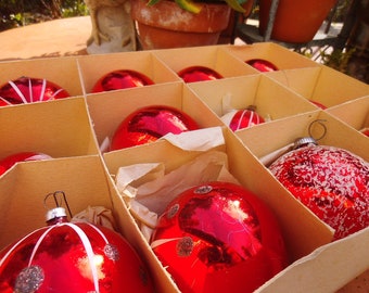 12 Christbaumkugeln Mundgeblasen Rot Baumkugeln Weihnachtskugeln Weihnachten
