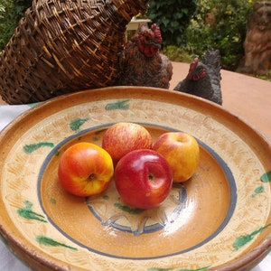 Antik Bauernschale Handbemalt  Tonschale Schale Schüssel Tonschüssel Bauernschüssel Obstschale Küchendeko Cottage Landhaus