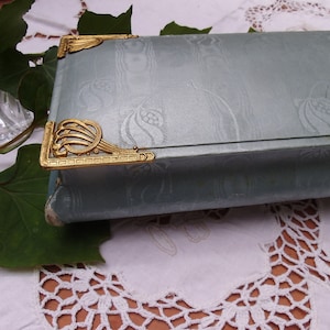 Antik Jugendstil Stoffschachtel Seide Handschuhbox Berger Metallmontur Boudoir Schatulle Brocante