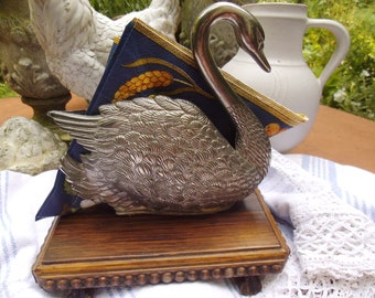 Schwan Serviettenständer Serviettenhalter Tischdeko Brocante Figur Schwanfigur Vogel Wasservogel Vintage Landhaus Cottage