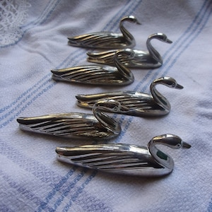 6 Messerbänkchen Messerhalter Messerablage Brocante Vintage Versilbert Schwan Tischkultur Tischdeko