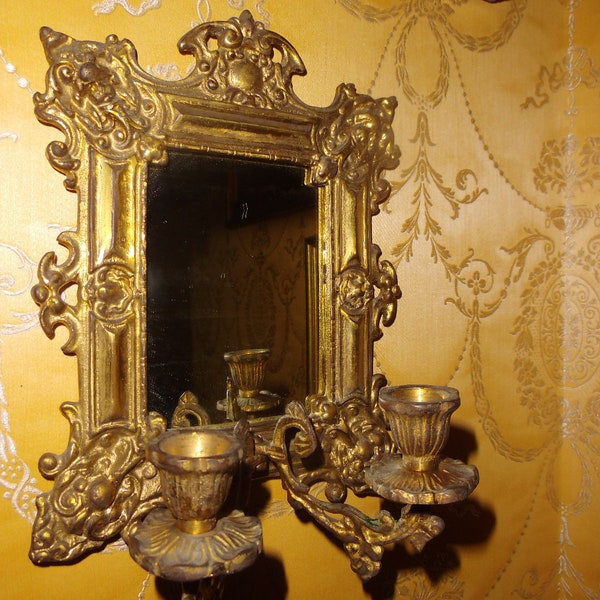 Brass Mirror Candle Holder Solid Antique Brass