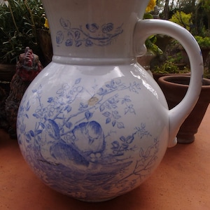 Antique France jug wash jug water jug vase flower vase brocante bird cottage country house