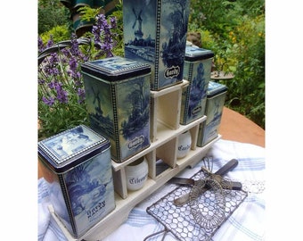 1 Blechdose Hardy Schokolade Kakaodose Dose Kakao Deckeldose Kuh Landschaft Blau  Landhaus Cottage