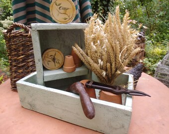 Antik 2 Holzkisten Kiste Holz Schubladen Box Alt Holz Gartenkiste Blumenkiste Cottage Landhaus Küche Dekoration Brocante Shabby