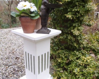 Blumenständer Pflanzenständer Holzsäule Säule Pflanzensäule Weiß Grün Cottage Landhaus