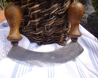Wiegemesser Kräuterwiege Hackmesser Schneidemesser Cottage Schnittlauch Zwiebel Messer Antik Landhaus Küche Zubehör Dekoration
