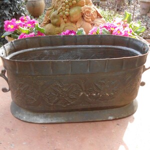 Antik Jardiniere Messing Blumenwanne Blumentopf Übertopf Pflanzschale Korb Brocante Landhaus Cottage