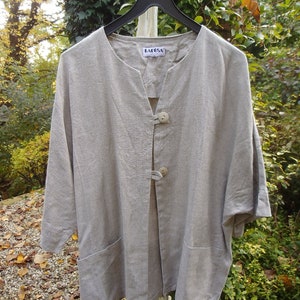 Vintage Leinenbluse Leinen Vintagemode Jacke Sommerjacke Natur Made in Germany