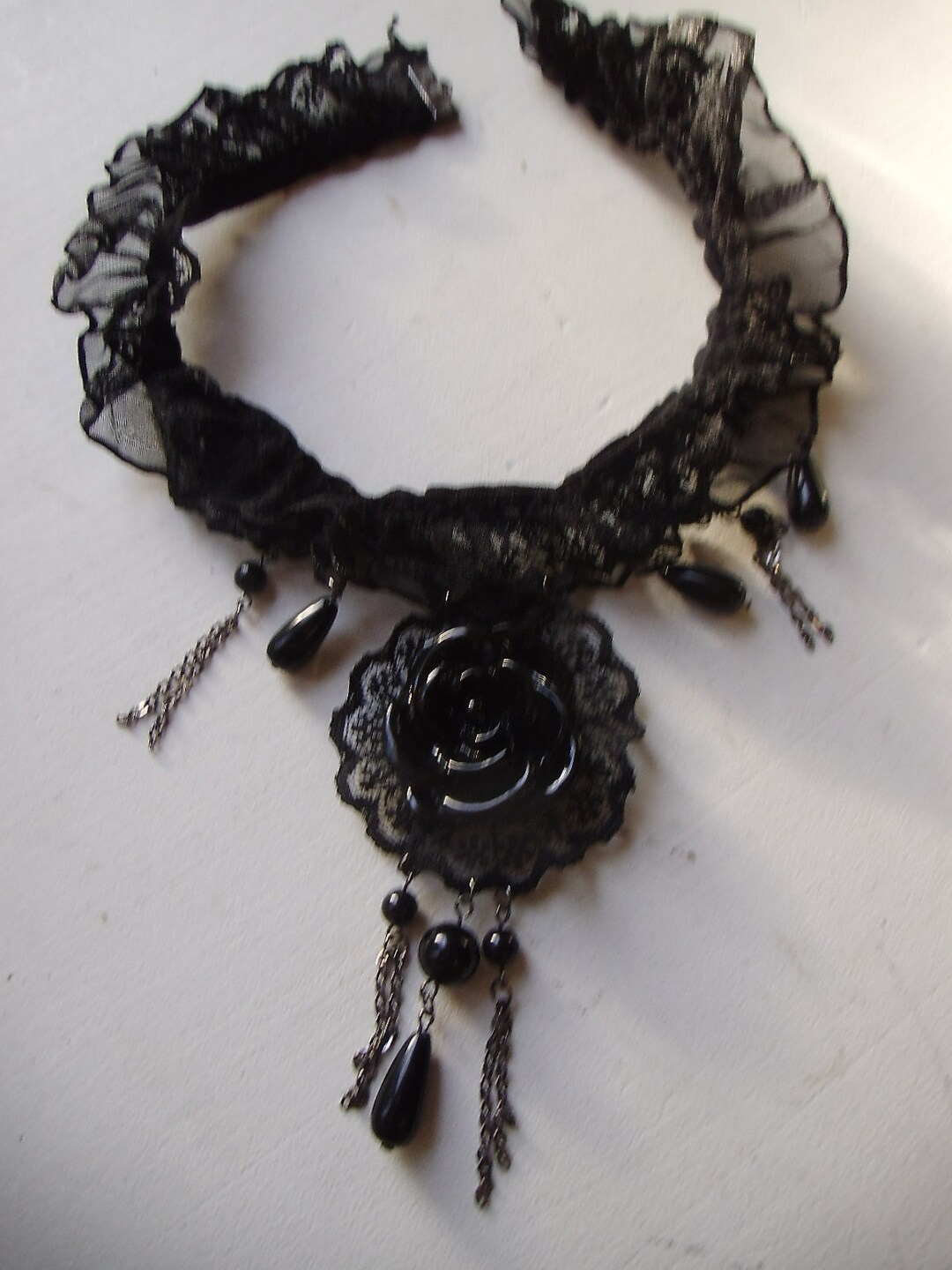 Buy Trauerschmuck Halsband Kropfband Gothik Schwarz Schmuck Spitze Tracht  Trachtenband Trauer Online in India