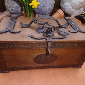 Unique casket wooden box wooden box casket rose wrought iron jewelry box box wooden box handmade cottage country house