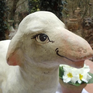 Antique France Sheep Paper Mache Lamb Easter Sheep Paper Mache Easter Decoration Figure Sheep Figure Brocante Sculpture Shabby Country House Cottage