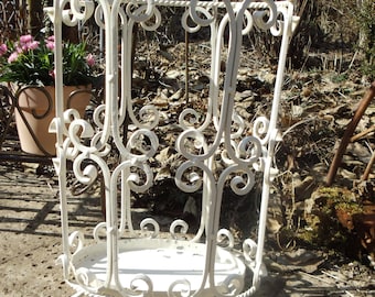 Iron umbrella stand iron stand white perennial holder perennial support garden decoration mid century vintage garden decoration plant holder plant support