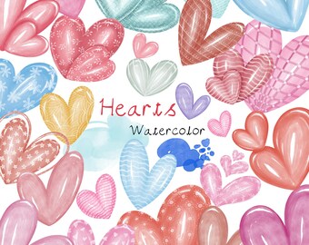 Hearts watercolor, Heart,  Heart PNG, Watercolor, Hearts clipart, Valentines elements, Valentines hearts, Cute heart, Heart for decorations,