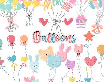 Balões Pastel, Balões Clipart, Balão Png, Festa Clipart, Balões Digitais, Balão de Aniversário, Chá de Bebê Clipart, Decoração de Aniversário, Png