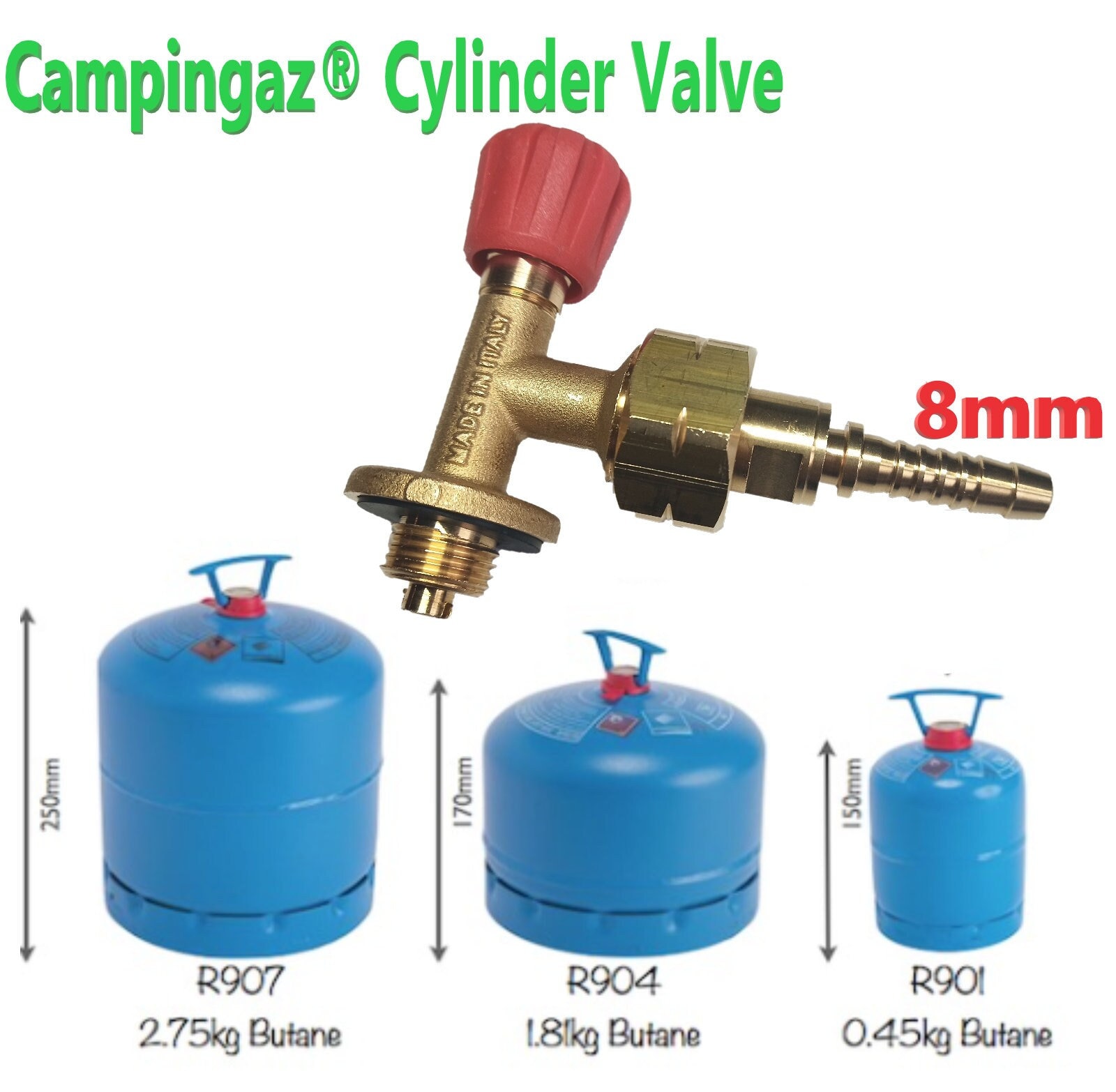 Campingaz Cylinder Valve FOR BUTANE 901, 904, 907 Cylinders MOTORHOME 8mm  Outle 