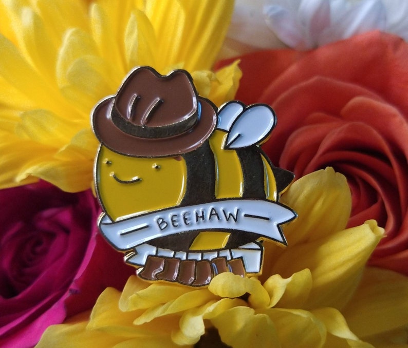 BEEHAW Cowboy Bee Enamel Pin Honeybee Lapel Pin Honey Etsy