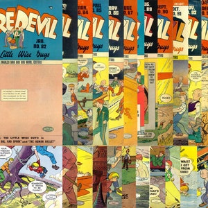 Può includere: Una collezione di 12 fumetti vintage con Daredevil e The Little Wise Guys. Le copertine sono un mix di rosso, giallo, blu e verde con illustrazioni di personaggi in varie scene. I fumetti sono datati da marzo 1984 a gennaio 1995.