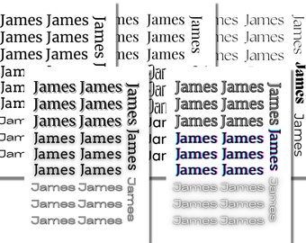 Printable Name Stickers - James | Nine Fonts | Six Effects | Digital Download | PDF | Letter & A4 Format