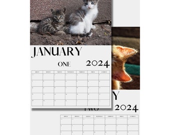 2024 Printable Wall Photo Calendar | 11" x 17" | Kittens | Sunday Week Start | Vertical Hang | Digital | PDF
