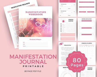 Manifestation Journal Workbook | Law Of Attraction Planner | 2023 Planner | Spiritual Planner | Digital Manifestation Journal | 369 | Pink