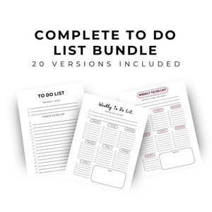 Bundle - To Do List Printable Minimalist, Daily To Do List, Weekly To Do List, Checklist Printable, Printable Bundle,