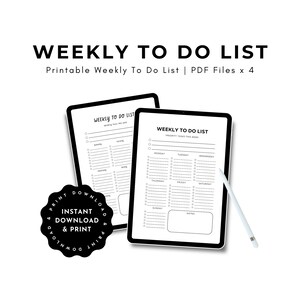 Weekly To Do List Printable Minimalist, Daily To Do List, Checklist Printable