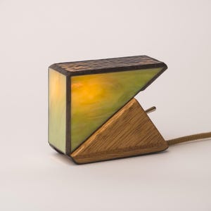 Contra Stained Glass Table Lamp | Green/Violet/Amber Colourway |